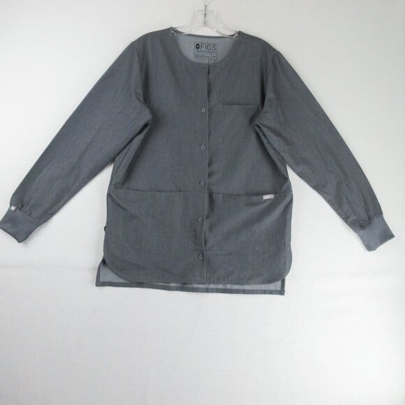 Figs Jackets & Blazers - Figs Gray Scrub Jacket Tangier Medical Coat Size XS Crisp Poly Rayon Blend